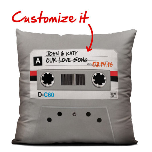Cassette Tape Grey - Square - Throw Pillow