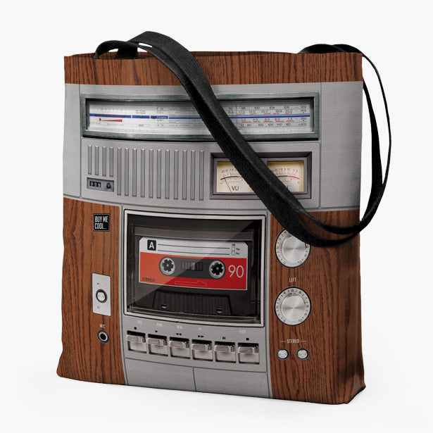 Cassette Deck and Speaker Wood - Tote Bag