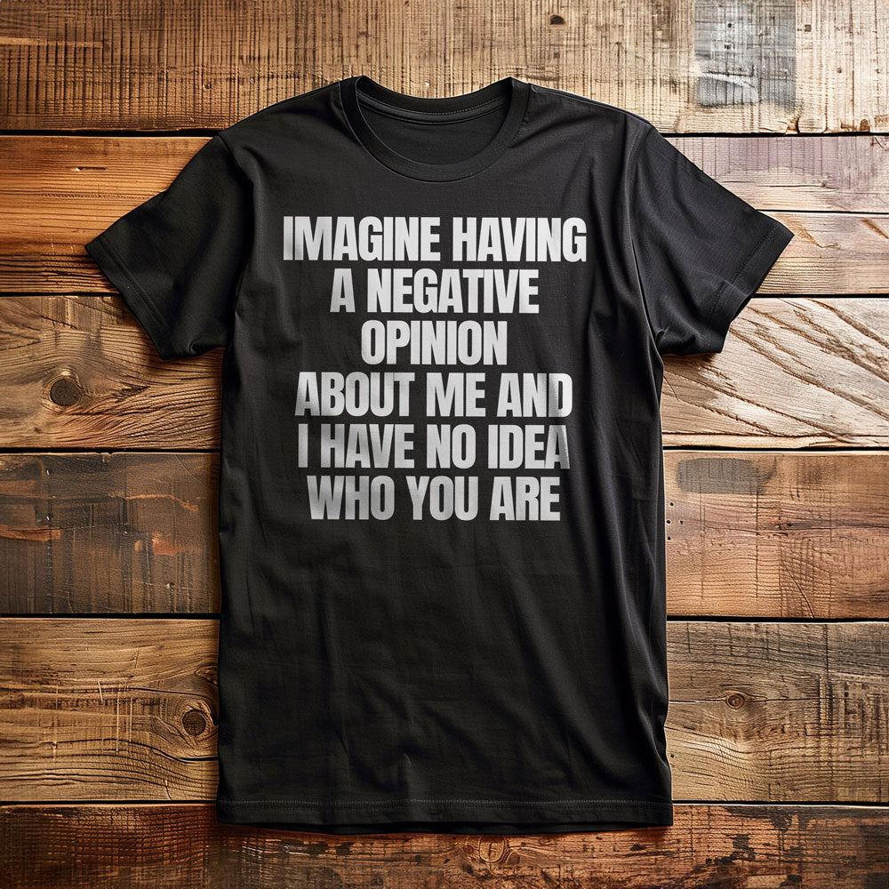 Imagine Having a Negative Opinion About Me and I Have No Idea Who You Are T-Shirt – Regular Black