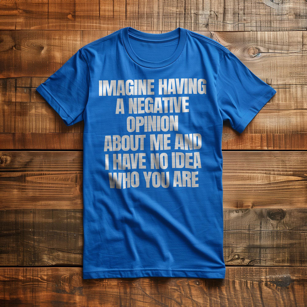 Imagine Having a Negative Opinion About Me and I Have No Idea Who You Are T-Shirt – Regular True Royal