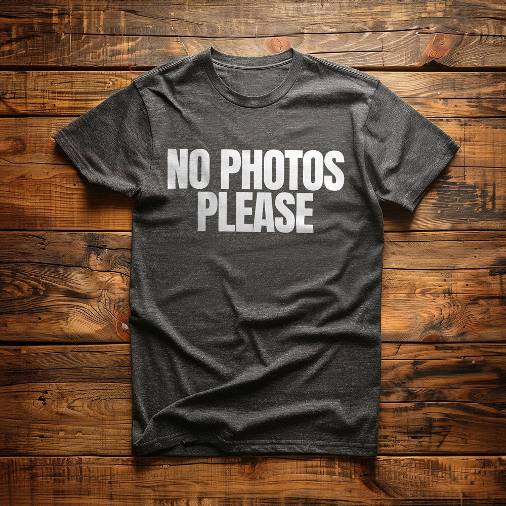 No Photos Please T-Shirt – Regular Dark Grey Heather