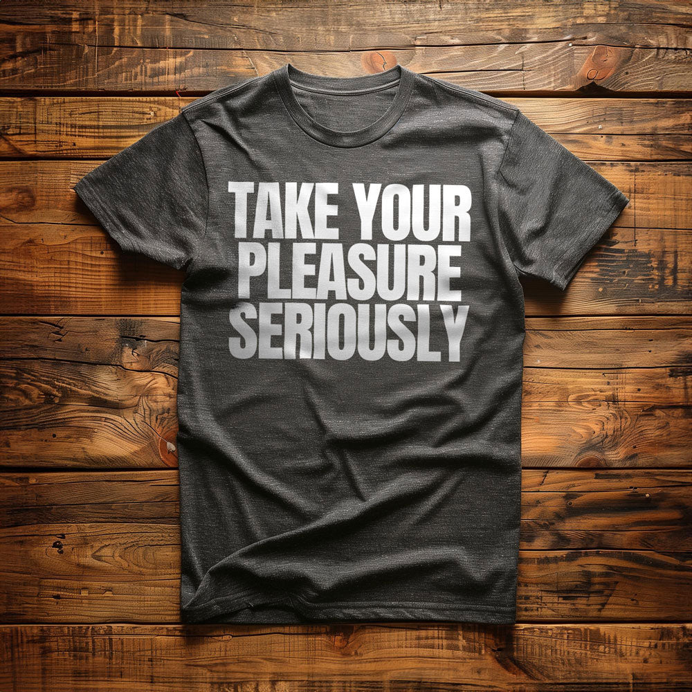Take Your Pleasure Seriously T-Shirt – Regular Dark Grey Heather