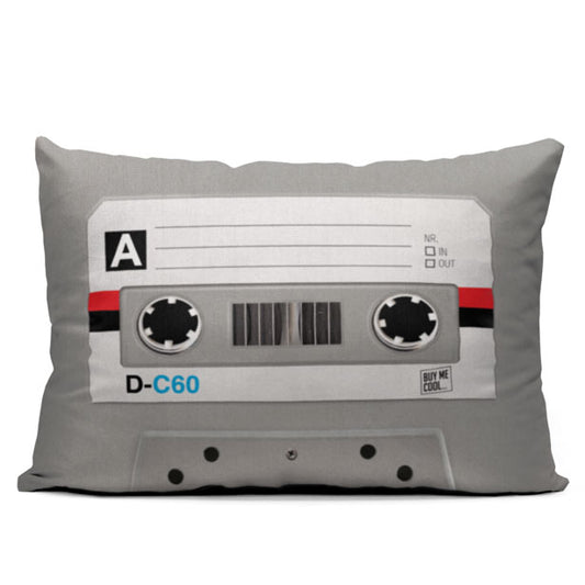 Cassette Tape Grey - Throw Pillow