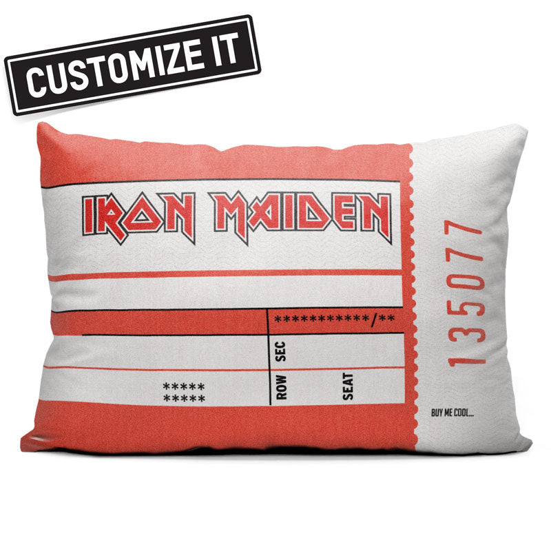 Iron Maiden Personalized Gig Ticket Throw Pillow buymecool